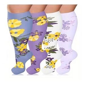 Unisex 20-30 mmHg Compression Socks 4XL Floral Double Gradient Medical 4 Pack